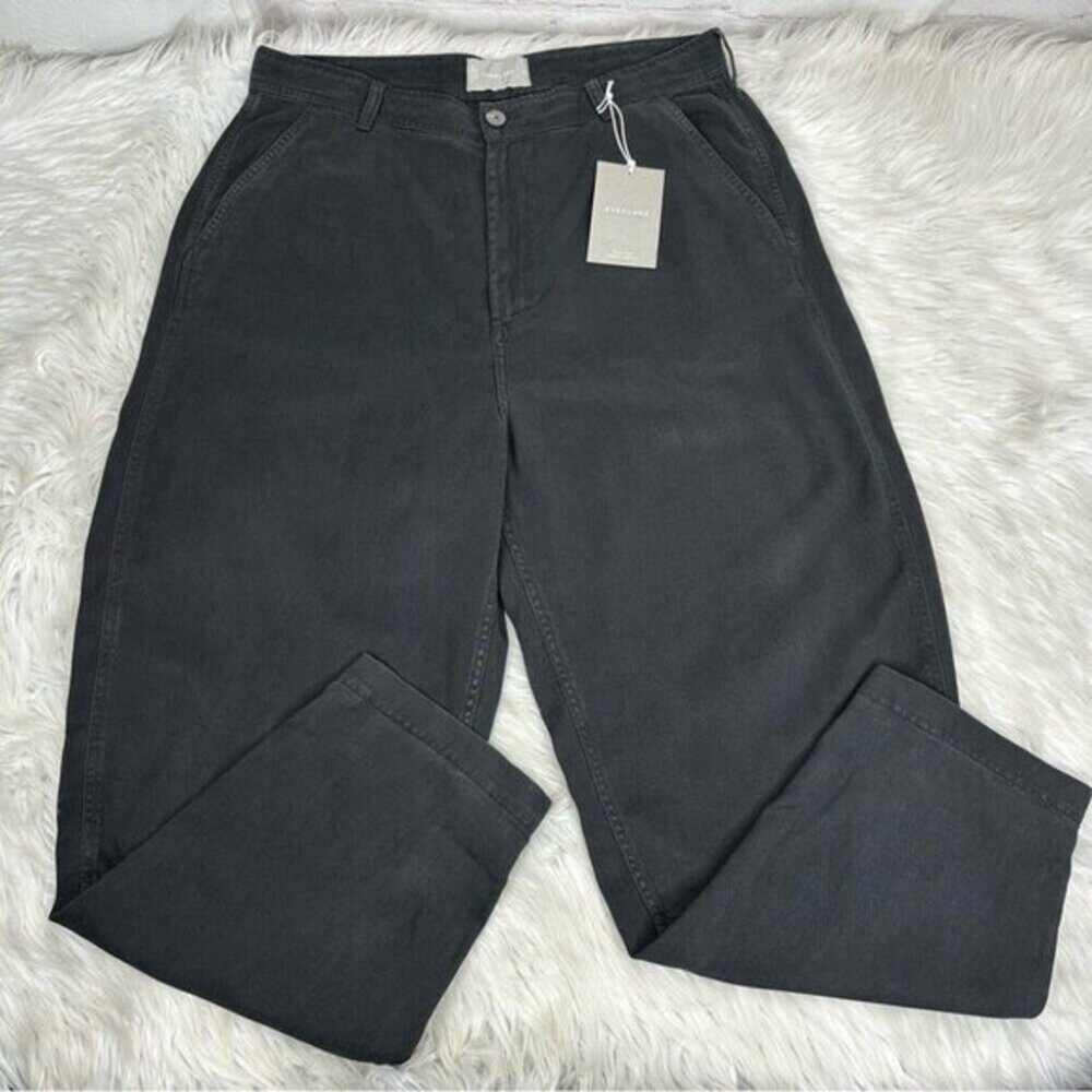 Everlane The Relaxed Chino Black Tencel Lyocell High Rise Pant Women Size 14 NWT